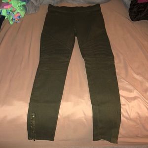 Olive green Moto jeggings leggings large